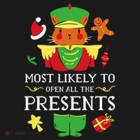 Most Likely To Open All The Presents Funny Christmas Cat Santa Toddler Hoodie thumb 2