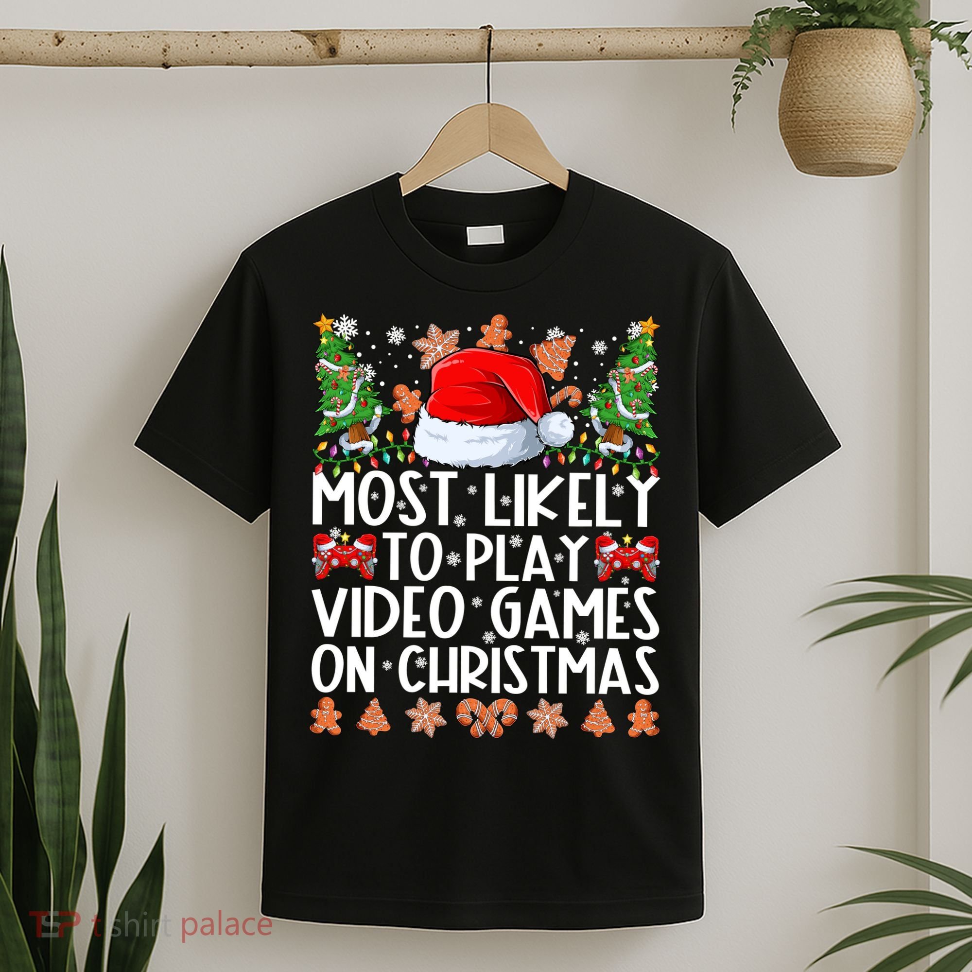 Most Likely To Play Video Games On Christmas Shirts For Family T-Shirt