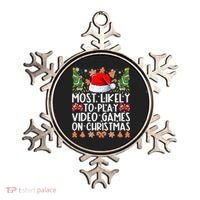 Most Likely To Play Video Games On Christmas Shirts For Family Ornament thumb 0