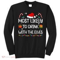 Most Likely To Drink With The Elves Elf Family Christmas Sweatshirt thumb 0