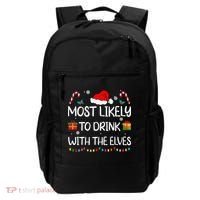 Most Likely To Drink With The Elves Elf Family Christmas Backpack thumb 0