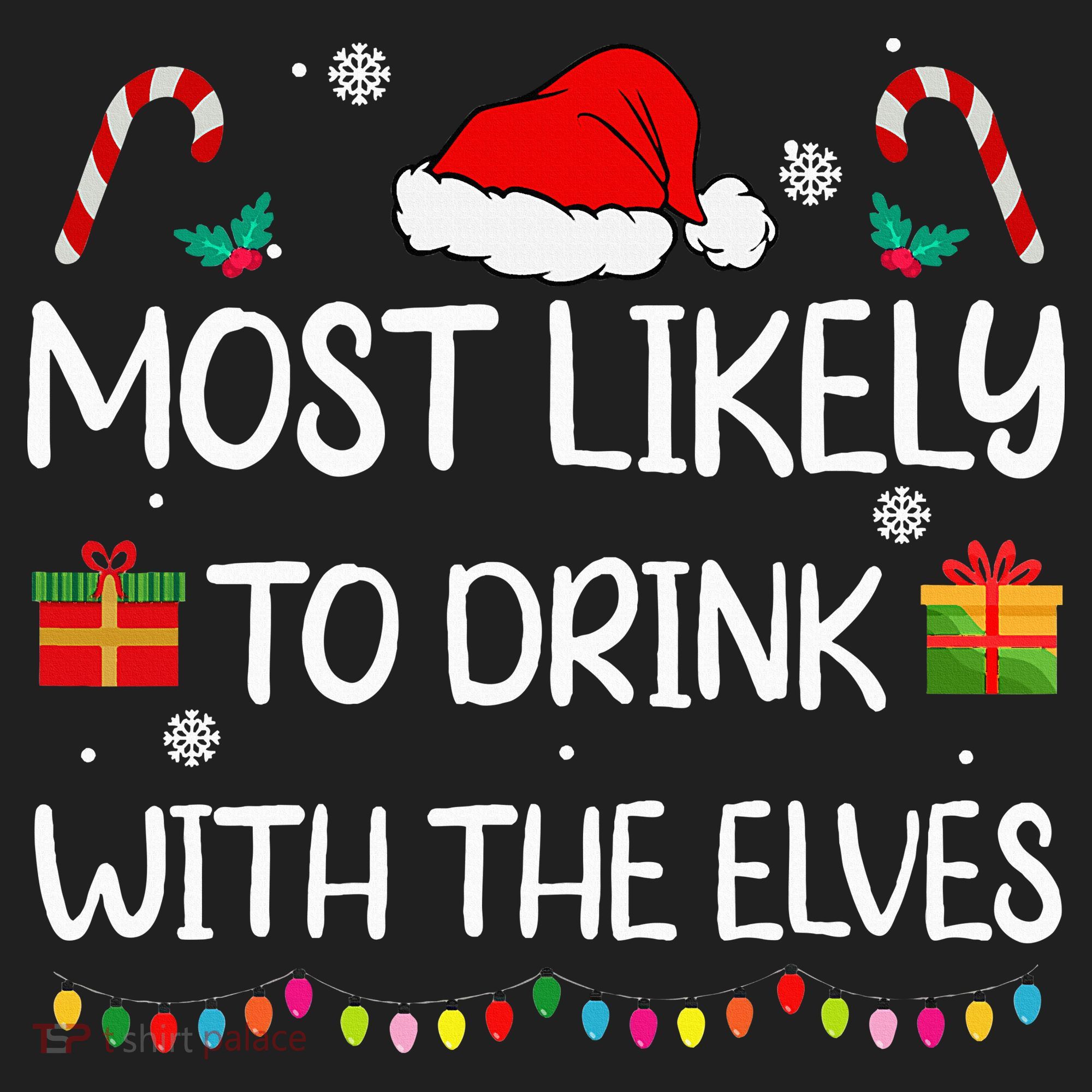 Most Likely To Drink With The Elves Elf Family Christmas Beanie