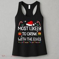 Most Likely To Drink With The Elves Elf Family Christmas Women's Tank Top thumb 3