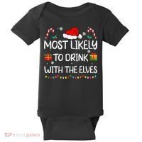 Most Likely To Drink With The Elves Elf Family Christmas Baby Bodysuit thumb 0