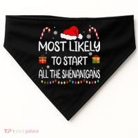 Most Likely To Start All The Shenanigans Family Christmas USA-Made Doggie Bandana thumb 0