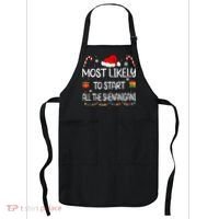 Most Likely To Start All The Shenanigans Family Christmas Apron thumb 0
