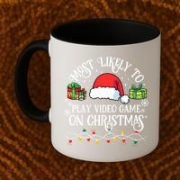 Most Likely To Play Videogame On Christmas Funny Xmas Pajama Funny Gift Coffee Mug thumb 2
