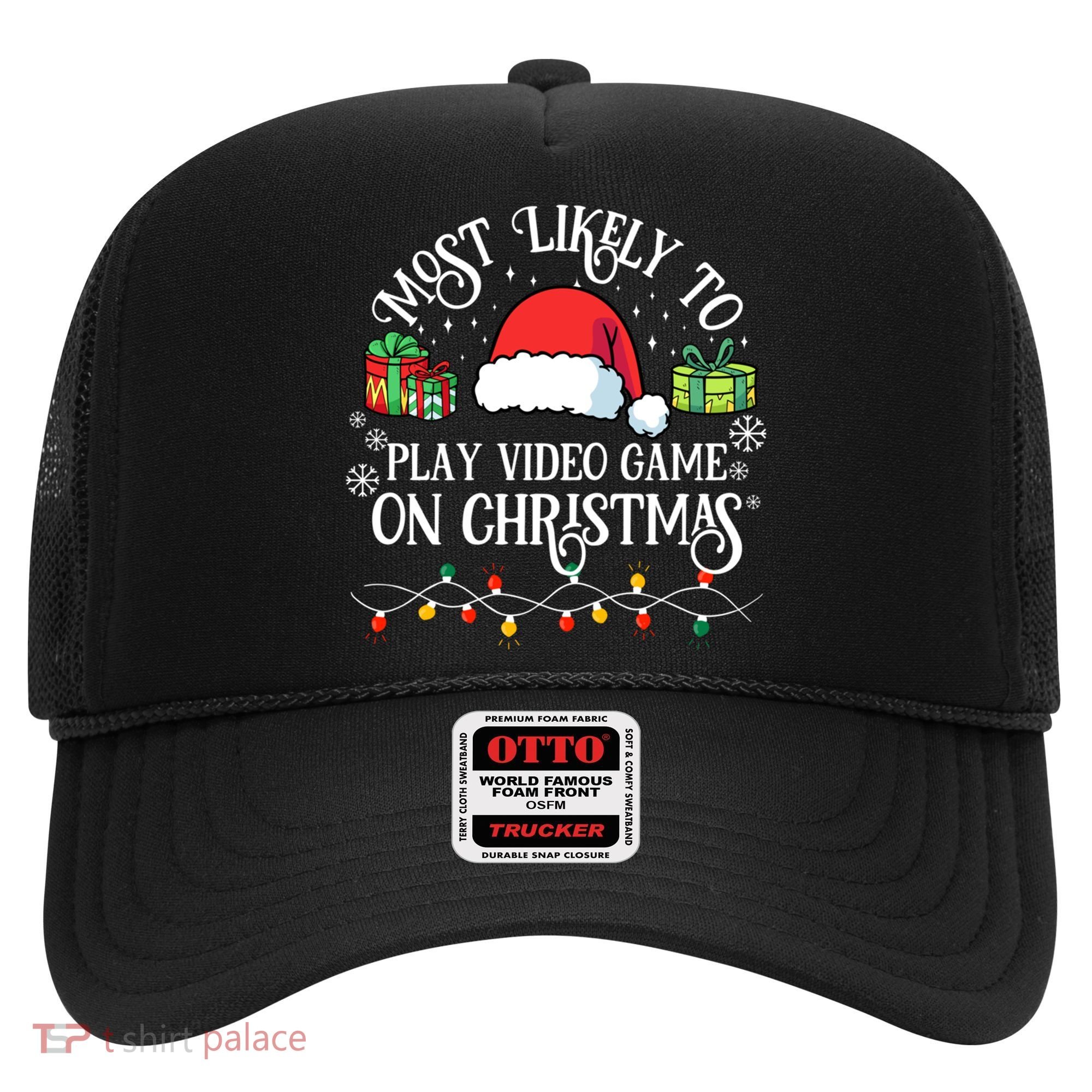 Most Likely To Play Videogame On Christmas Funny Xmas Pajama Funny Gift Hat