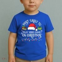 Most Likely To Play Videogame On Christmas Funny Xmas Pajama Funny Gift Toddler T-Shirt thumb 2