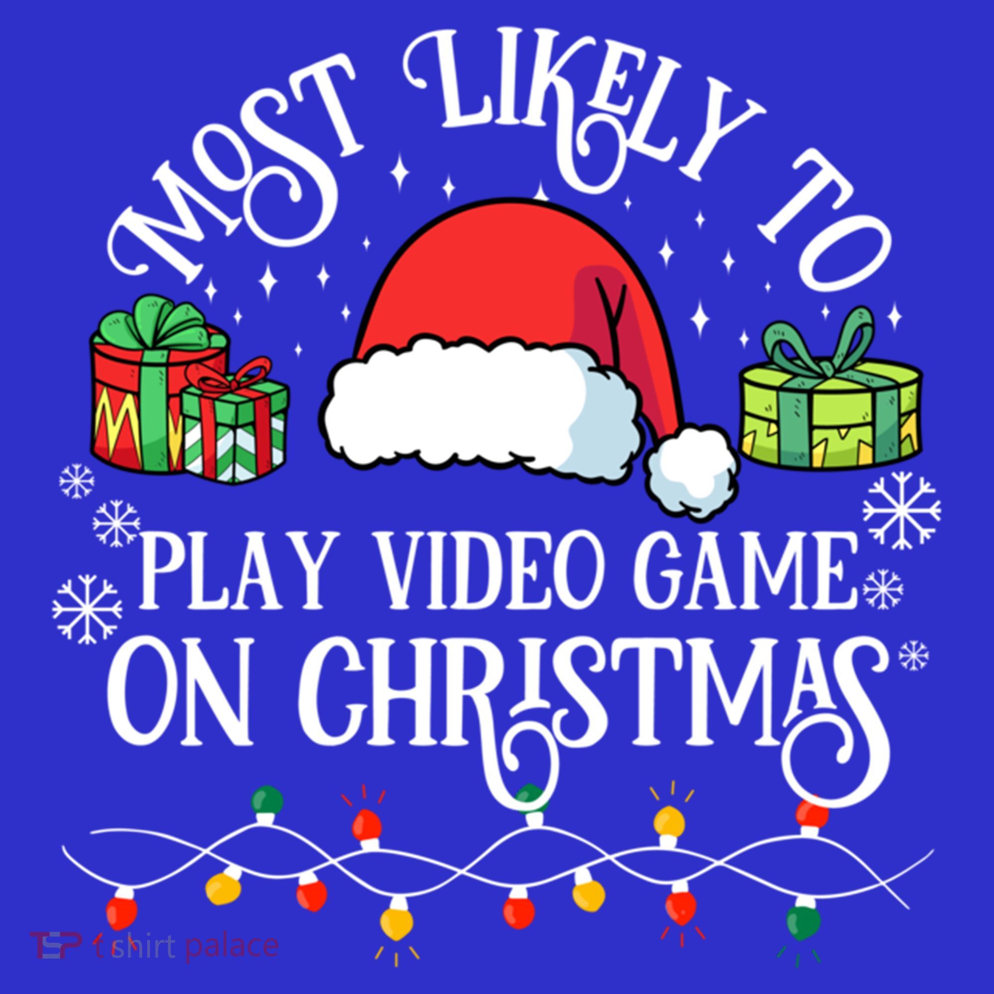 Most Likely To Play Videogame On Christmas Funny Xmas Pajama Funny Gift Kids Sweatshirt