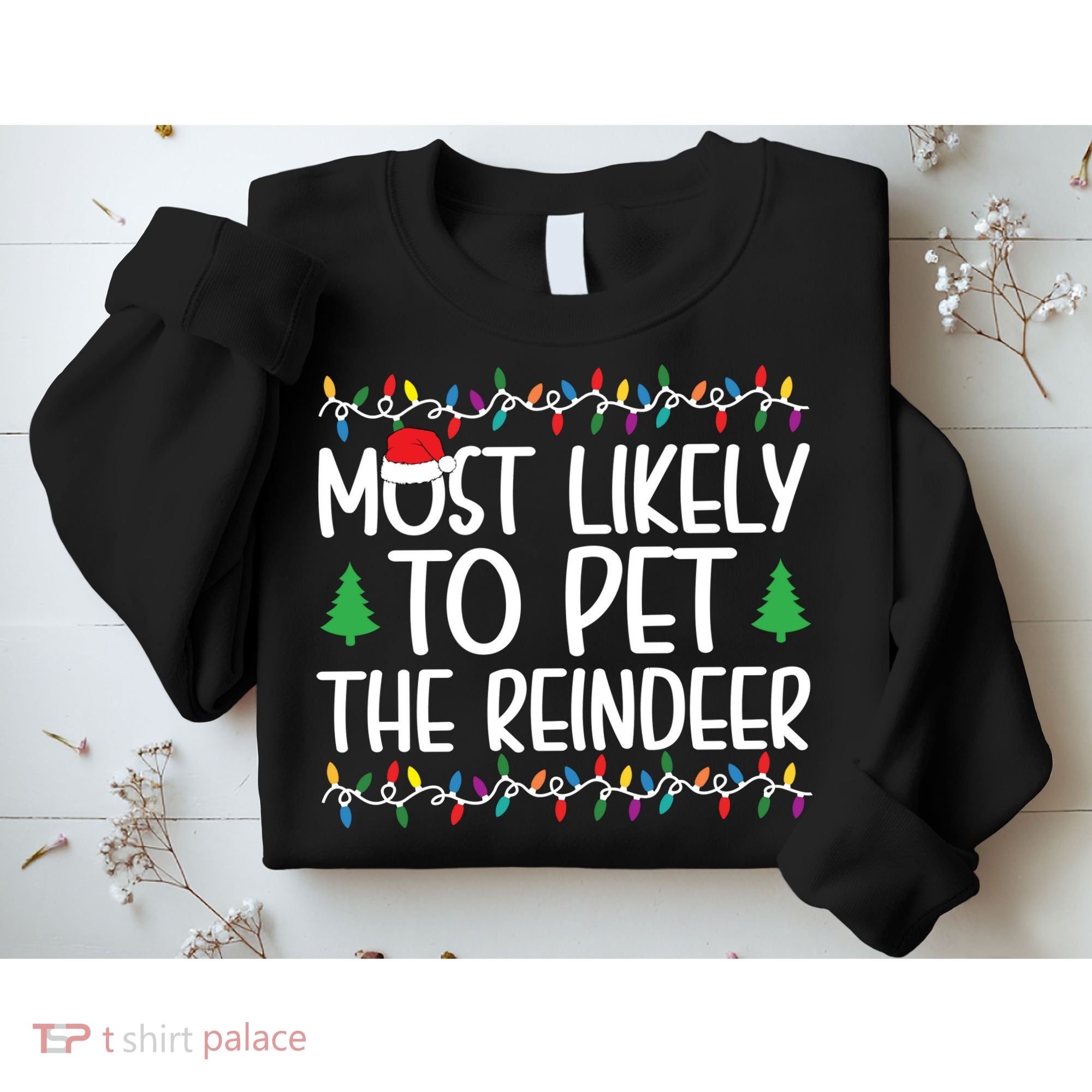 Most Likely To Pet The Reindeer Christmas Shirts For Family Sweatshirt