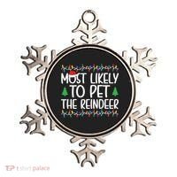 Most Likely To Pet The Reindeer Christmas Shirts For Family Ornament thumb 0