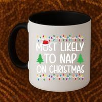 Most Likely To Nap On Christmas Shirts For Family Coffee Mug thumb 2