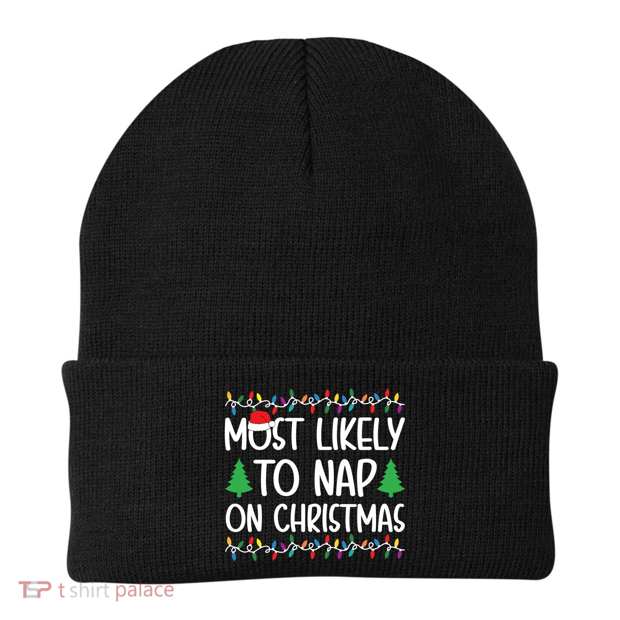 Most Likely To Nap On Christmas Shirts For Family Beanie