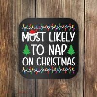 Most Likely To Nap On Christmas Shirts For Family Coaster thumb 0