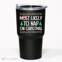 Most Likely To Nap On Christmas Shirts For Family Tumbler thumb 0