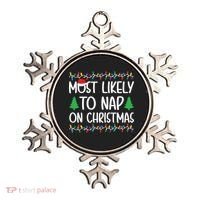 Most Likely To Nap On Christmas Shirts For Family Ornament thumb 0