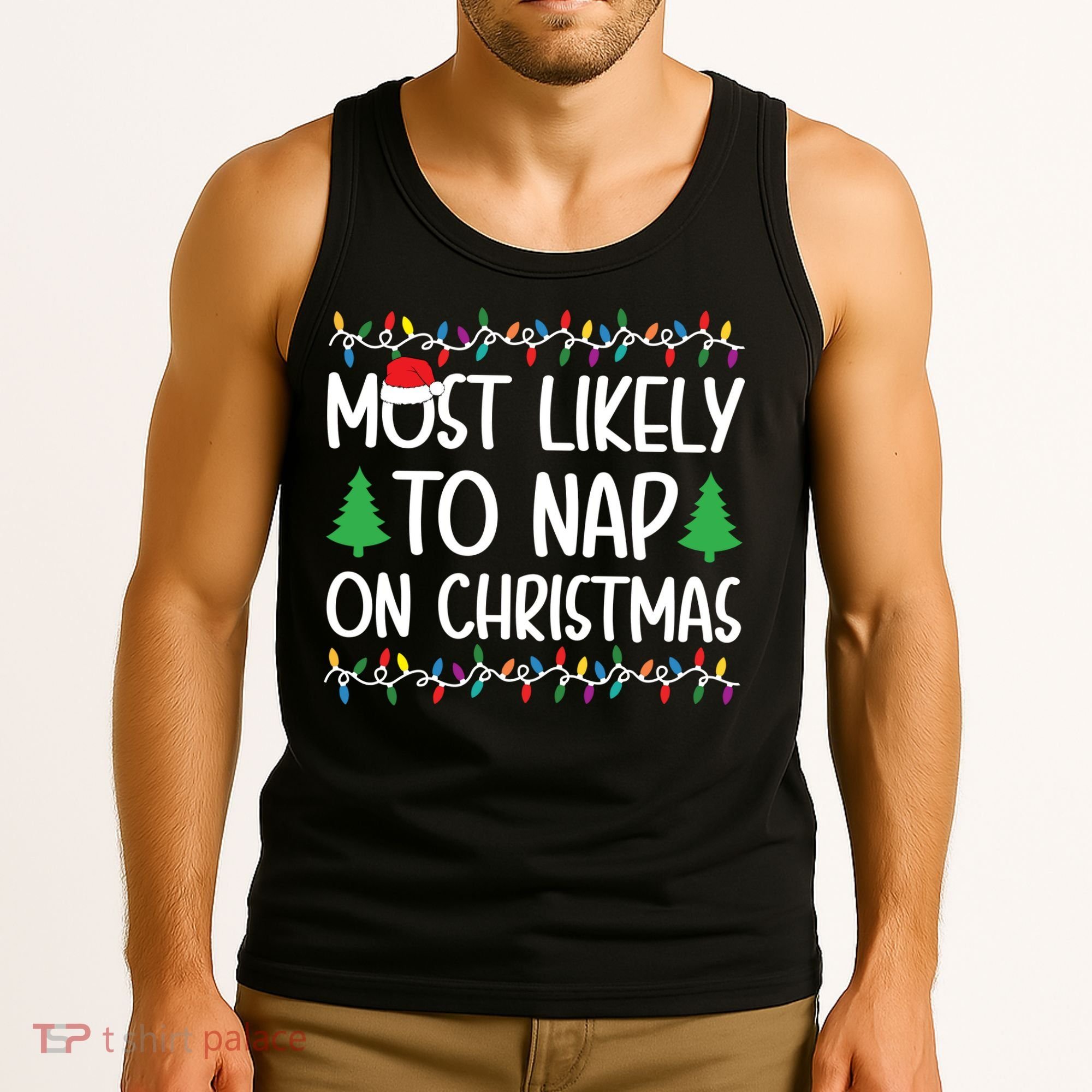 Most Likely To Nap On Christmas Shirts For Family Tank Top