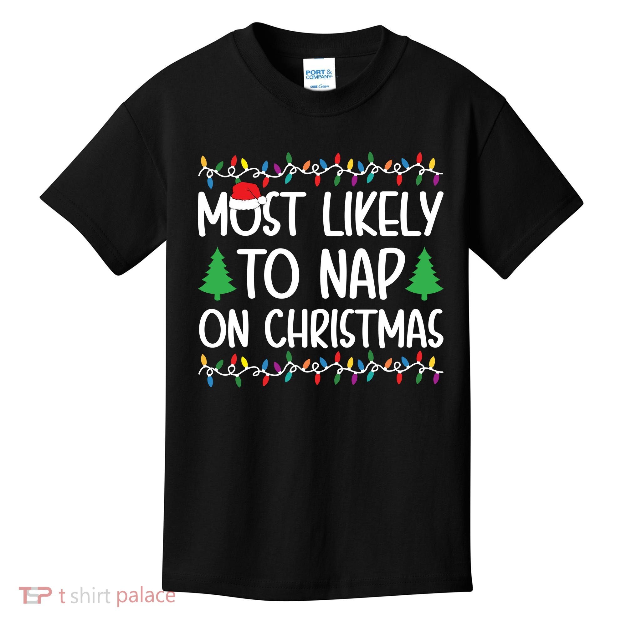 Most Likely To Nap On Christmas Shirts For Family Kids T-Shirt