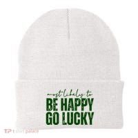 Most Likely To Be Happy Go Lucky St Patricks Day Beanie thumb 0