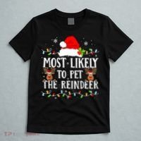 Most Likely To Pet The Reindeer Funny Christmas Family T-Shirt thumb 5