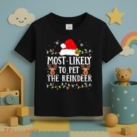 Most Likely To Pet The Reindeer Funny Christmas Family Toddler T-Shirt thumb 3
