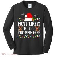 Most Likely To Pet The Reindeer Funny Christmas Family Kids Long Sleeve Shirt thumb 0