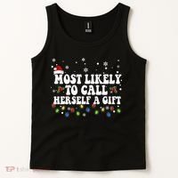 Most Likely To Call Herself Couple Matching Christmas Tank Top thumb 2