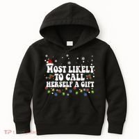 Most Likely To Call Herself Couple Matching Christmas Kids Hoodie thumb 0