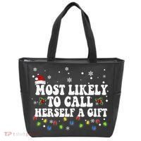 Most Likely To Call Herself Couple Matching Christmas Tote Bag thumb 0