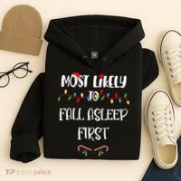 Most Likely To Fall Asleep First Christmas Shirts For Family Hoodie thumb 4