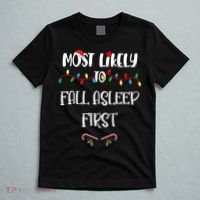 Most Likely To Fall Asleep First Christmas Shirts For Family T-Shirt thumb 5
