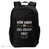 Most Likely To Fall Asleep First Christmas Shirts For Family Backpack thumb 0