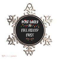 Most Likely To Fall Asleep First Christmas Shirts For Family Ornament thumb 0