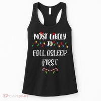Most Likely To Fall Asleep First Christmas Shirts For Family Women's Tank Top thumb 0