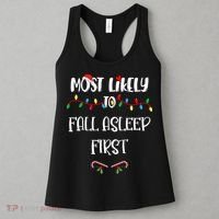 Most Likely To Fall Asleep First Christmas Shirts For Family Women's Tank Top thumb 3