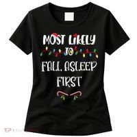 Most Likely To Fall Asleep First Christmas Shirts For Family Women's T-Shirt thumb 0