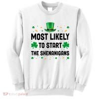 Most Likely To Start The Shenanigans Funny St Patricks Day Sweatshirt thumb 0