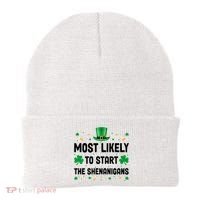 Most Likely To Start The Shenanigans Funny St Patricks Day Beanie thumb 0