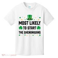 Most Likely To Start The Shenanigans Funny St Patricks Day Kids T-Shirt thumb 0