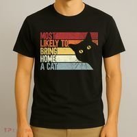 Most Likely To Bring Home A Cat Retro Vintage Cat Mom Cat Dad T-Shirt thumb 3