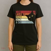 Most Likely To Bring Home A Cat Retro Vintage Cat Mom Cat Dad T-Shirt thumb 4