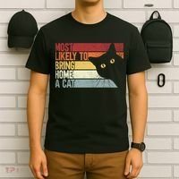 Most Likely To Bring Home A Cat Retro Vintage Cat Mom Cat Dad T-Shirt thumb 6