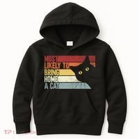 Most Likely To Bring Home A Cat Retro Vintage Cat Mom Cat Dad Kids Hoodie thumb 0