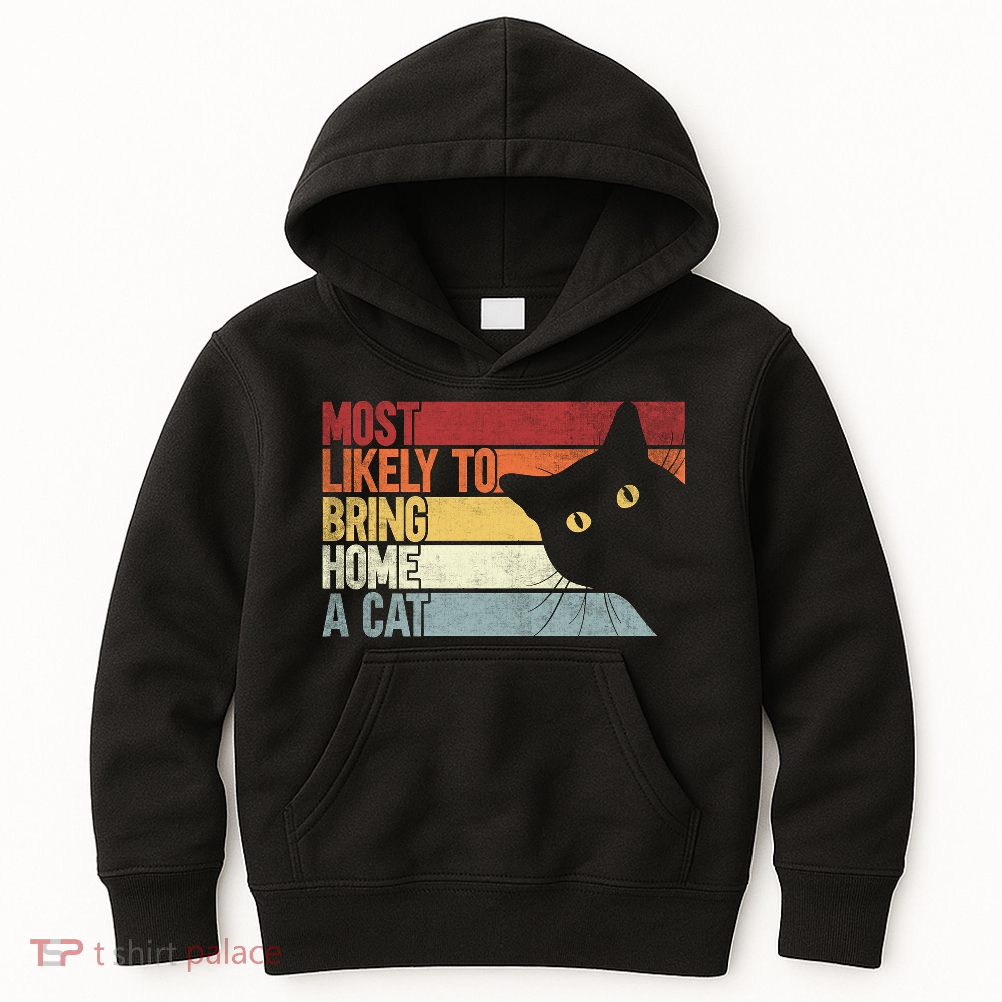 Most Likely To Bring Home A Cat Retro Vintage Cat Mom Cat Dad Kids Hoodie