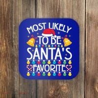 Most Likely To Be SantaS Favorite Family Christmas Gift Coaster thumb 0