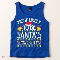 Most Likely To Be SantaS Favorite Family Christmas Gift Tank Top thumb 2
