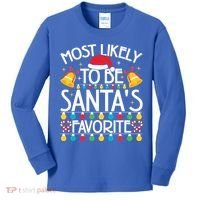 Most Likely To Be SantaS Favorite Family Christmas Gift Kids Long Sleeve Shirt thumb 0