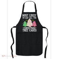 Most Likely To Eat All The Christmas Tree Cakes Funny Xmas Apron thumb 0