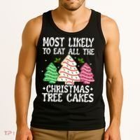 Most Likely To Eat All The Christmas Tree Cakes Funny Xmas Tank Top thumb 3